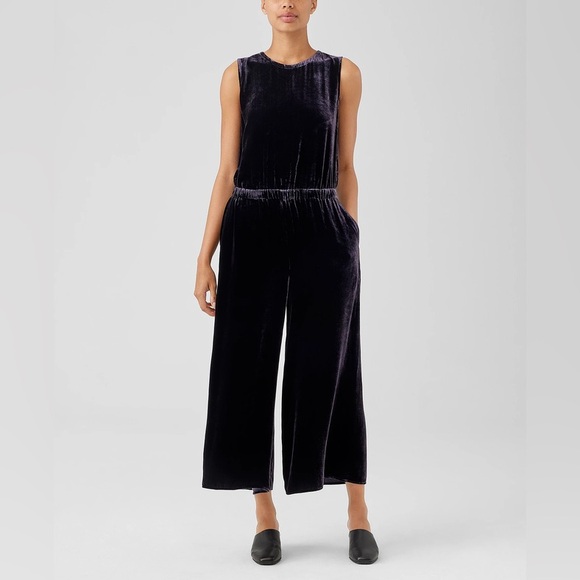 NWT Eileen Fisher Velvet Wide-Leg Jumpsuit - Picture 2 of 8